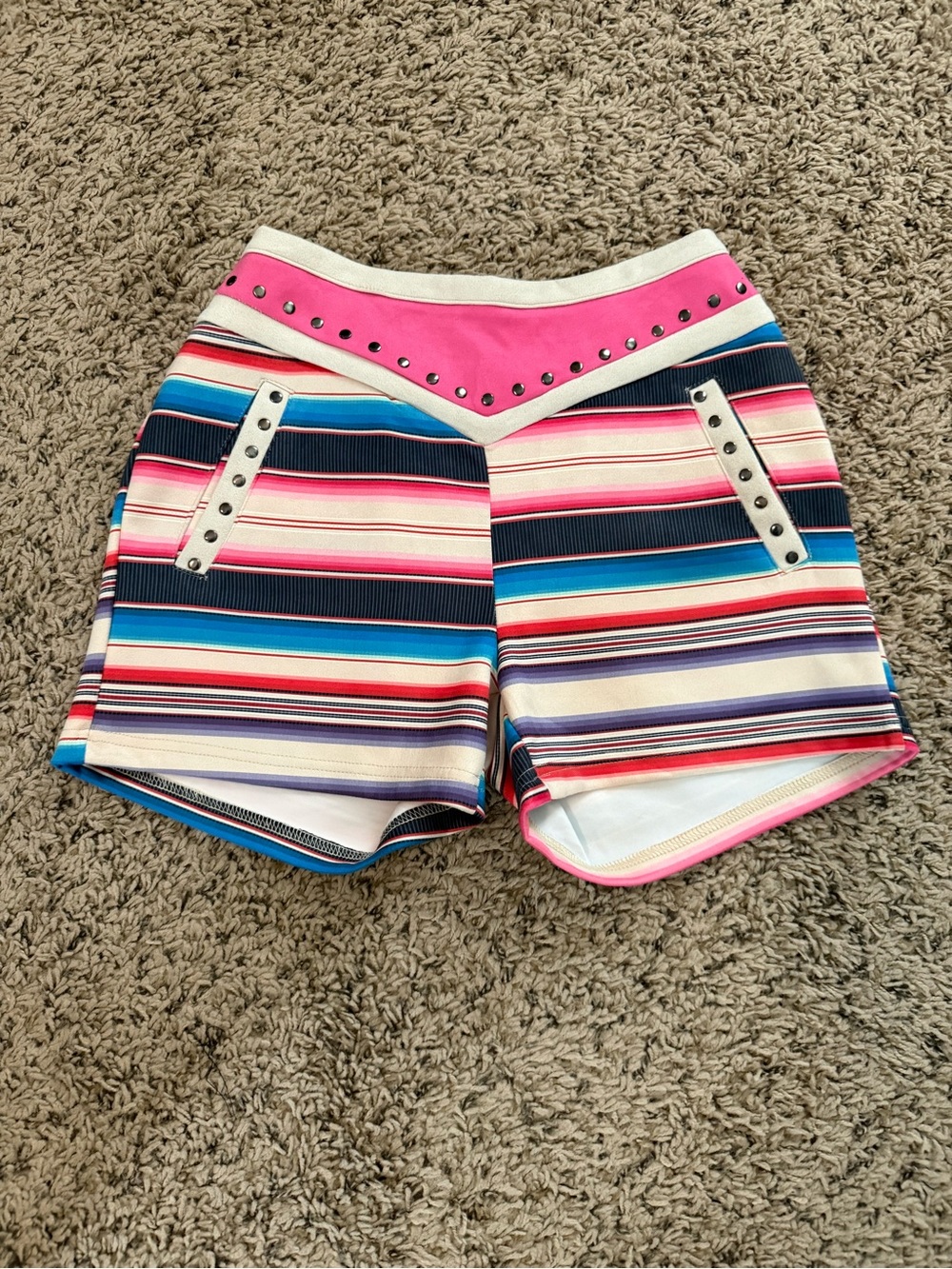 NWT Crazy Train Striped Pink Accent Women's Shorts